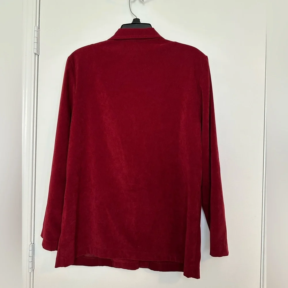 Vintage Briggs Red Faux Suede Shacket Coat Y2K Retro Oversized Blazer Size M - Picture 3 of 10